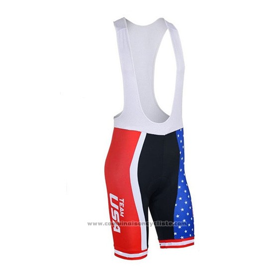 2018 Maillot Cyclisme USA Bleu et Rouge Manches Courtes et Cuissard